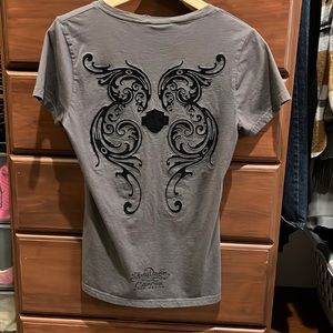 Women’s Harley-Davidson Grey and Black Lace T-shirt